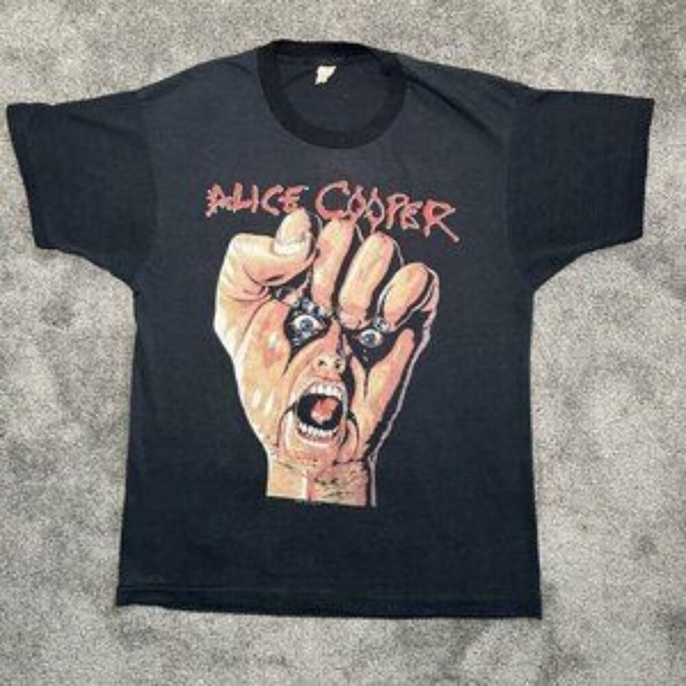 Alice Cooper 1987 T Shirt Size Large Raise Your Fist And Yell Tour Black Tours
